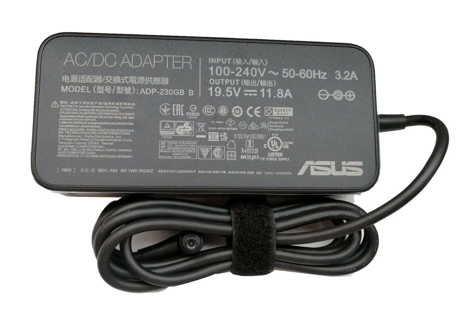 Asus Original AC Adapter Charger 19.5V 11.8A 230W (Tip Size: 6.0x3.7mm) for Asus ROG GX501 GX501V GX501VI GX501VI-XS75 GX501VI-XS74 ADP-230GB B